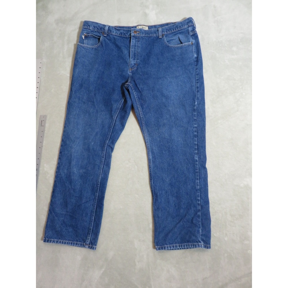LL Bean Standard Fit Mens Blue Jeans 42x30 Medium Wash Straight Leg Denim 296551